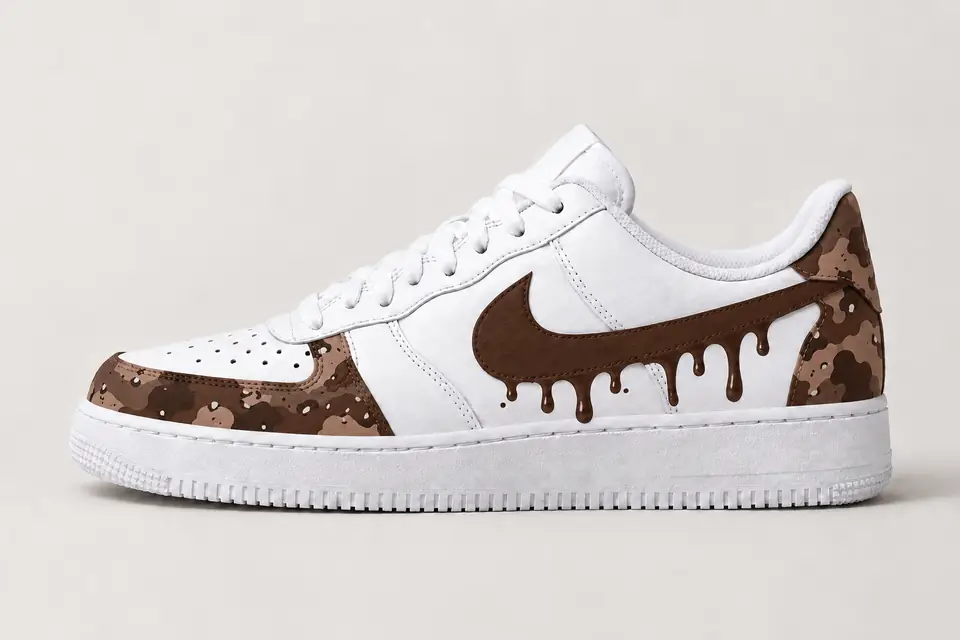 Air Force 1 Camouflage Drip coloris marron, vue de profil