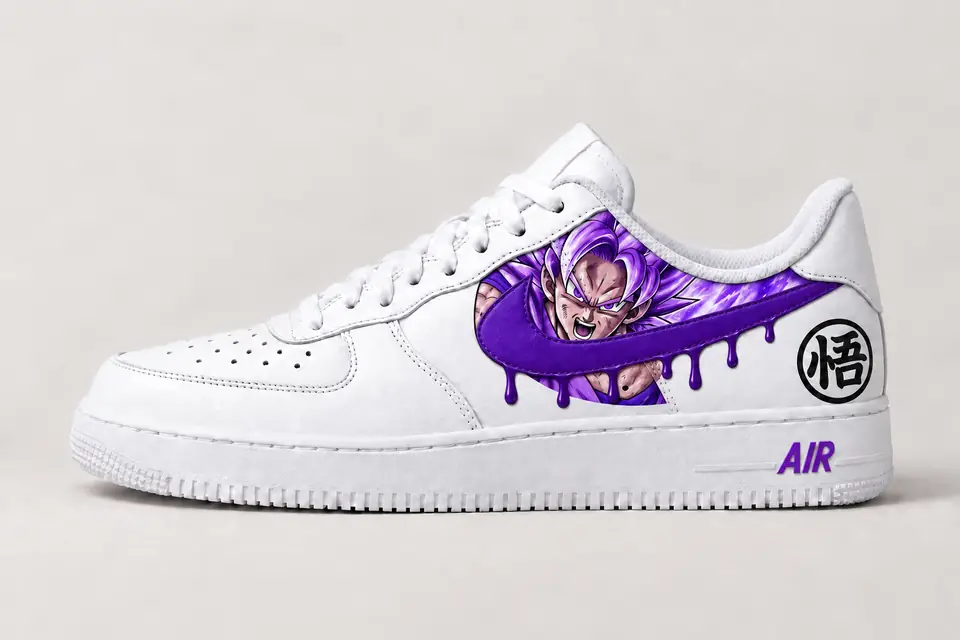 Air Force 1 Dragon Ball Drip coloris violet, vue de profil