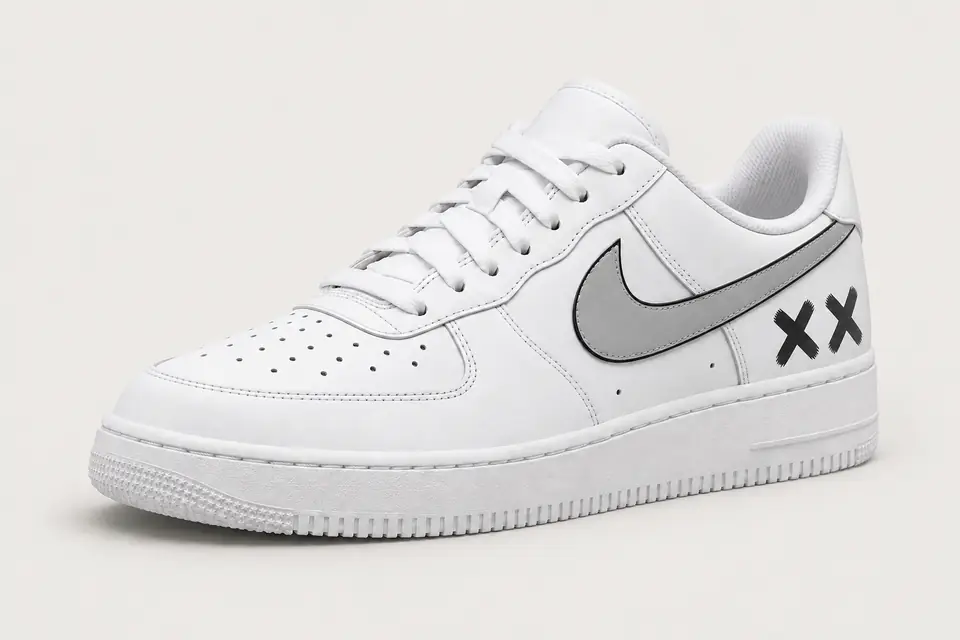 Air Force 1 Kaws coloris noir, vue de trois quarts