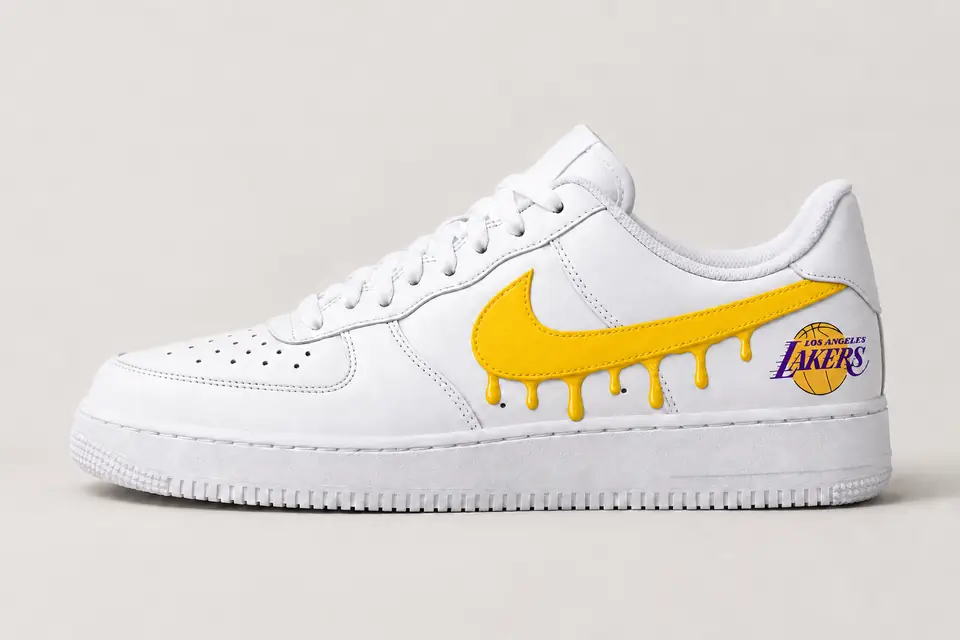 Air Force 1 Lakers Drip coloris jaune, vue de profil