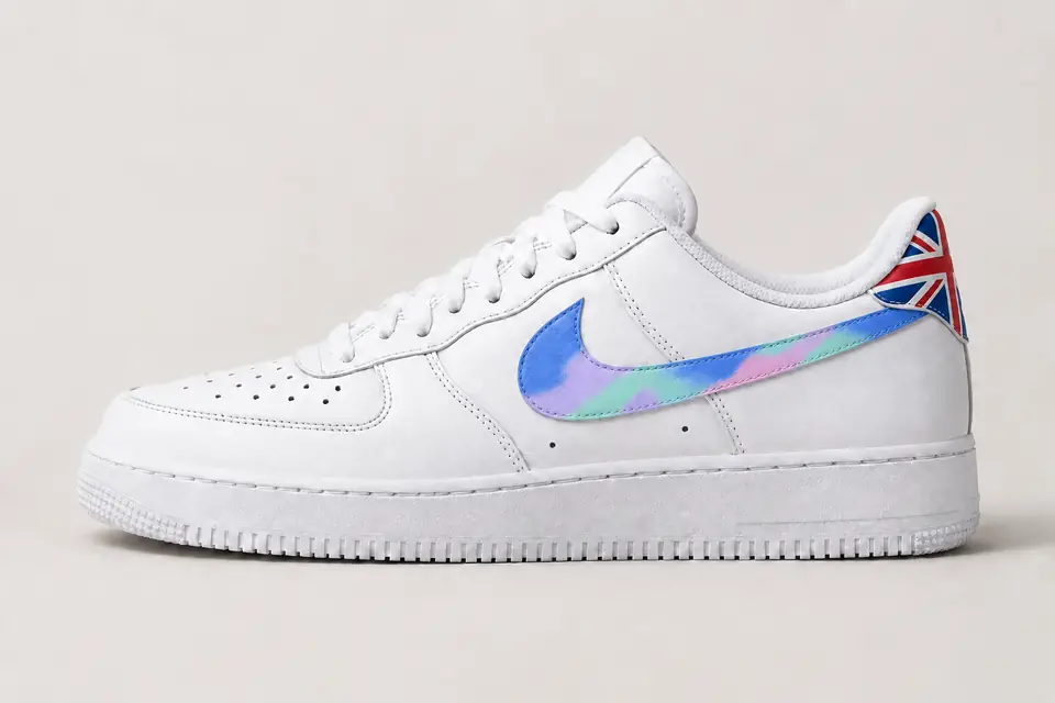 Air Force 1 London coloris bleu et pastel, vue de profil