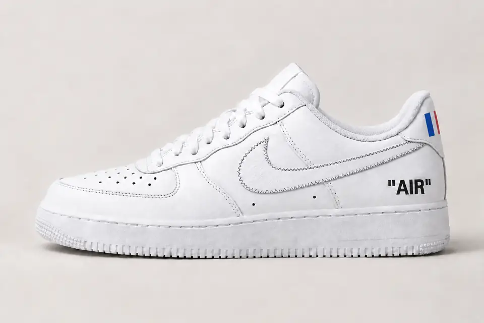Air Force 1 Off-White Paris coloris blanc, vue de profil