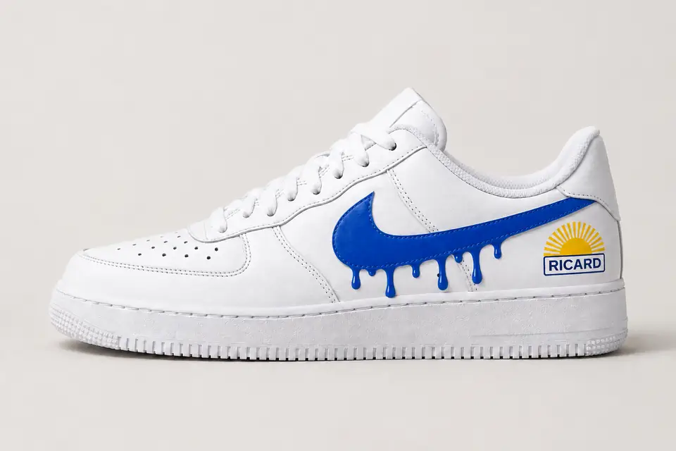 Air Force 1 Ricard Drip coloris bleu, vue de profil