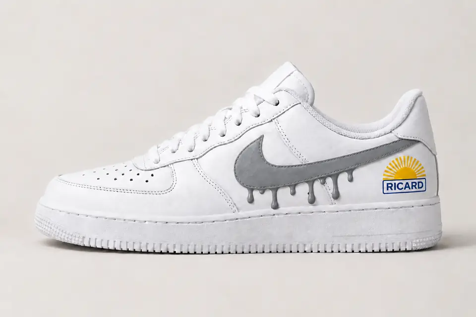 Air Force 1 Ricard Drip coloris gris, vue de profil