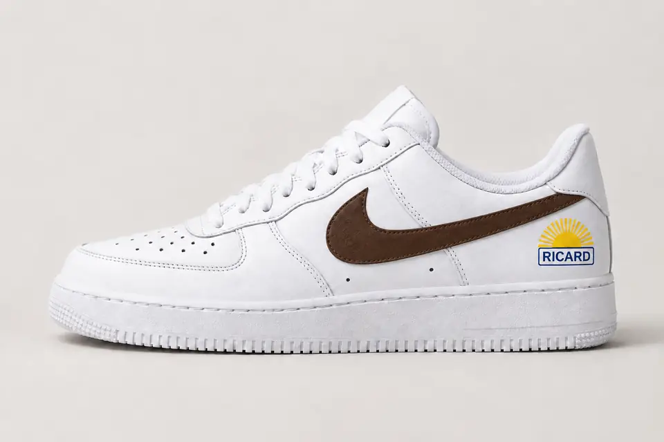 Air Force 1 Ricard Swoosh Peint coloris marron, vue de profil