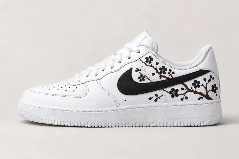 Air Force 1 Sakura coloris noir, vue de profil