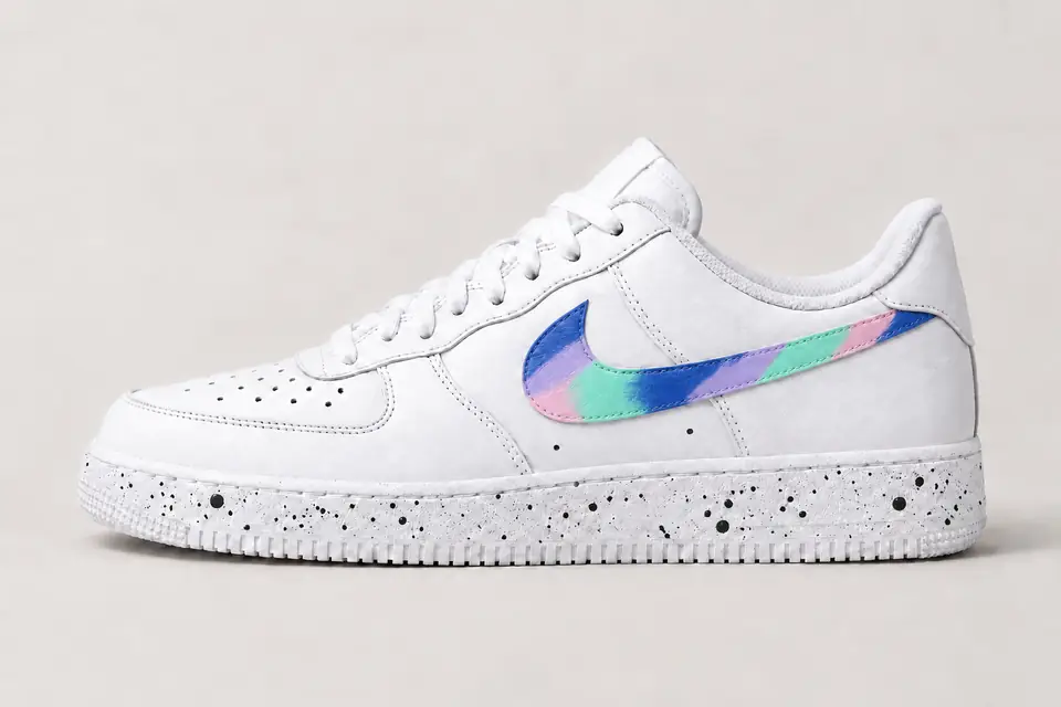 Air Force 1 Splash coloris bleu et pastel, vue de profil