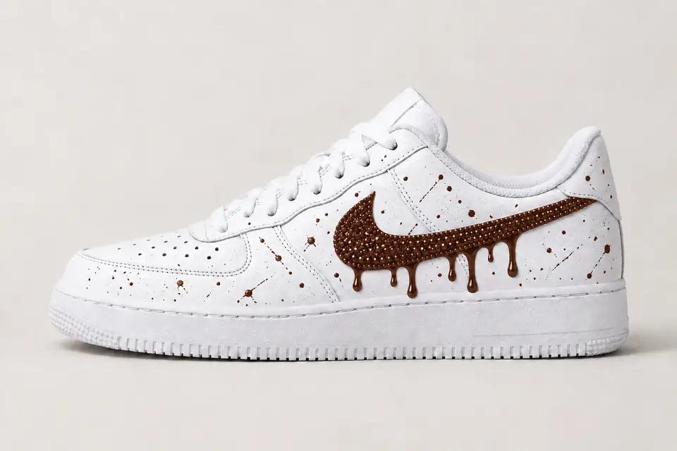 Air Force 1 Swarovski Drip coloris marron, vue de profil