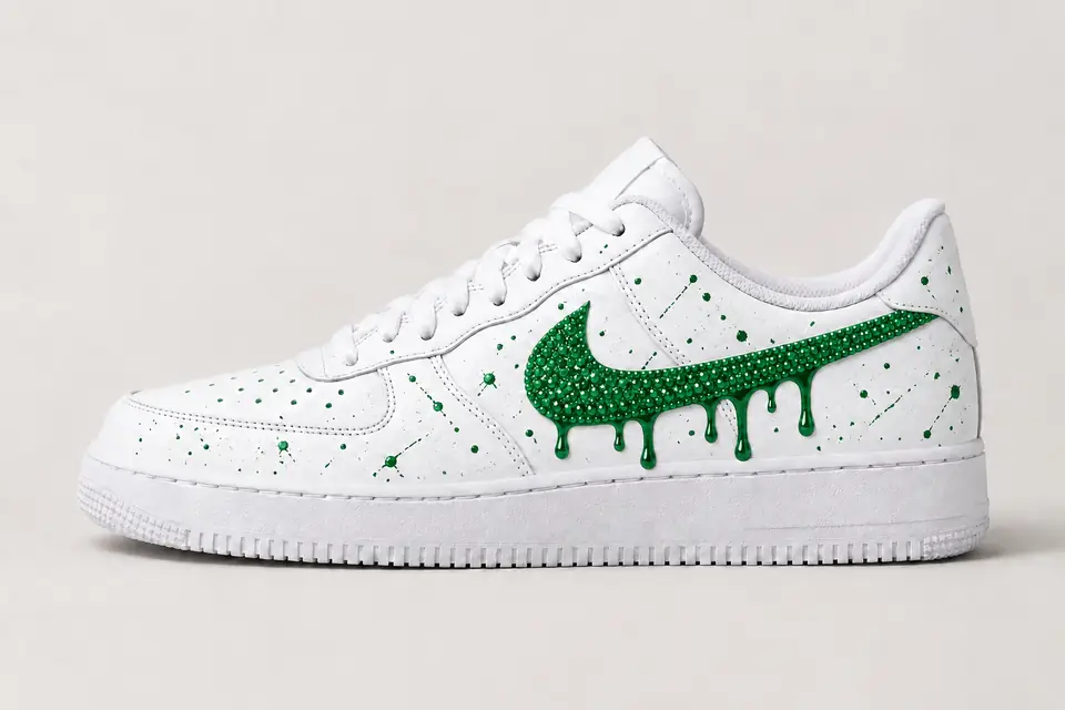 Air Force 1 Swarovski Drip coloris vert, vue de profil