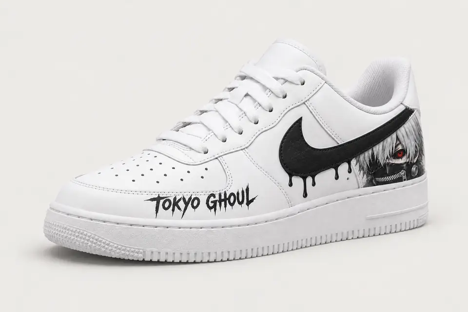 Air Force 1 Tokyo Ghoul coloris noir, vue de trois quarts