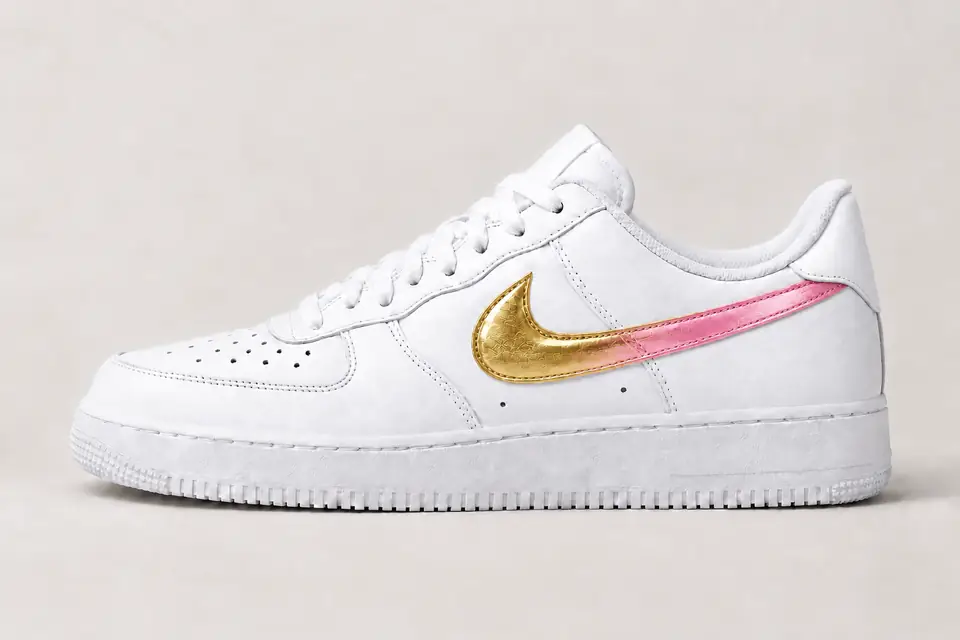 Air Force 1 Transparente coloris or et rose, vue de profil