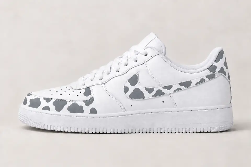 Air Force 1 Vache coloris gris, vue de profil