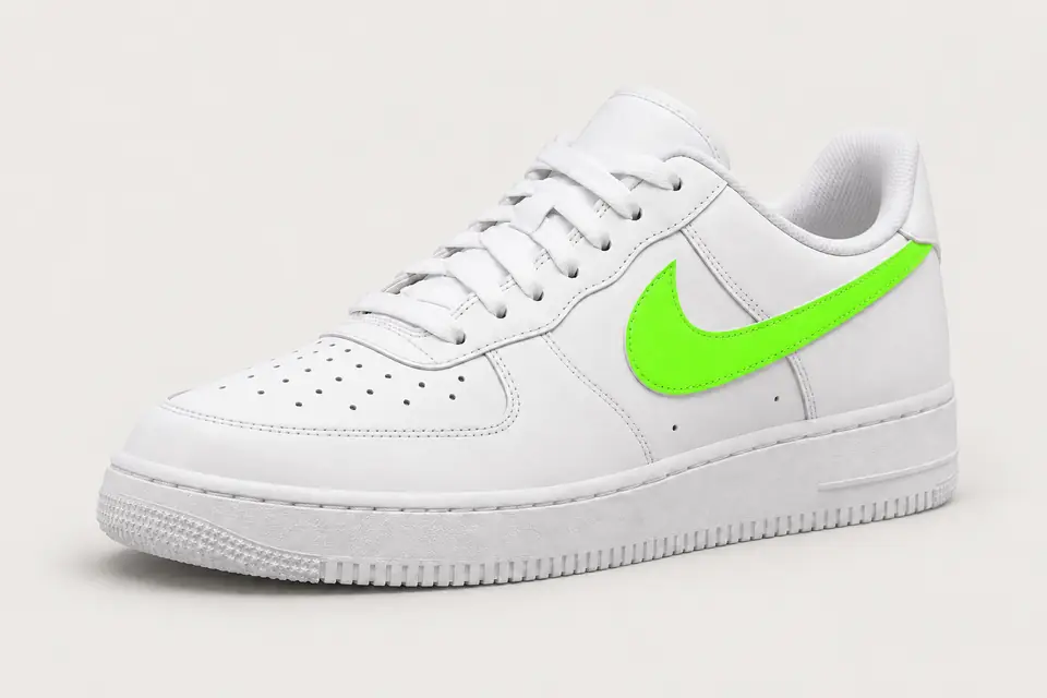 Air Force 1 Vert Fluo coloris fluo, vue de trois quarts