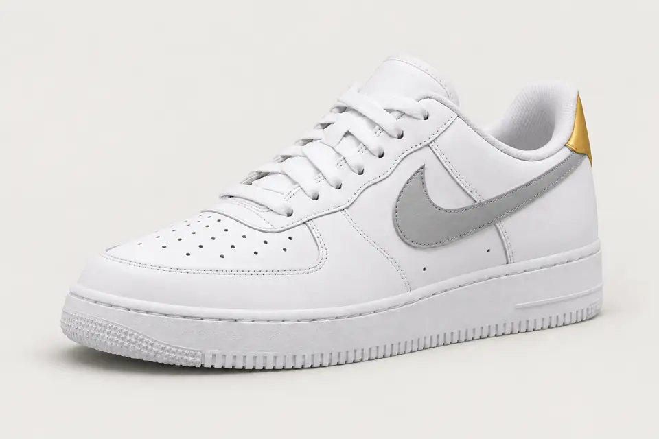 Air Force 1 White Grey Gold coloris blanc, vue de trois quarts