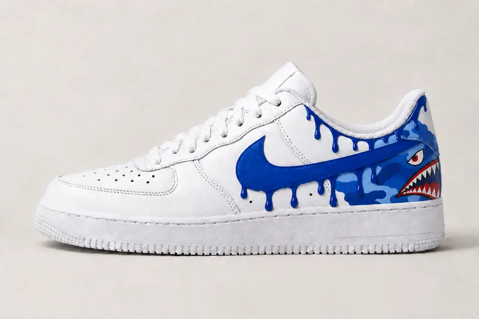 Air Force Bape Drip coloris bleu, vue de profil