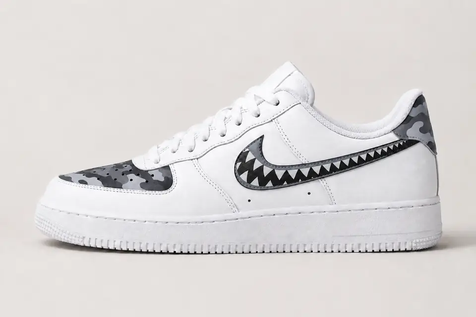 Air Force Bape Star coloris gris, vue de profil
