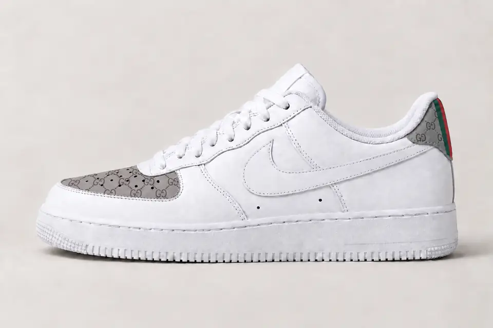 Air Force Gucci Bébé coloris gris, vue de profil