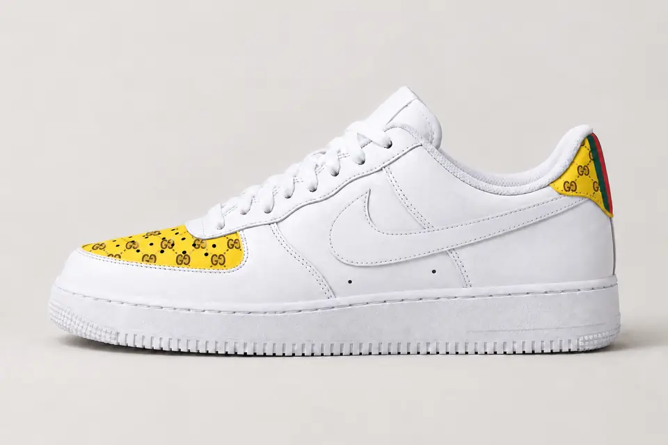 Air Force Gucci Bébé coloris jaune, vue de profil