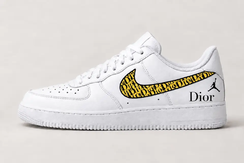 Air Force Jordan Dior coloris jaune, vue de profil