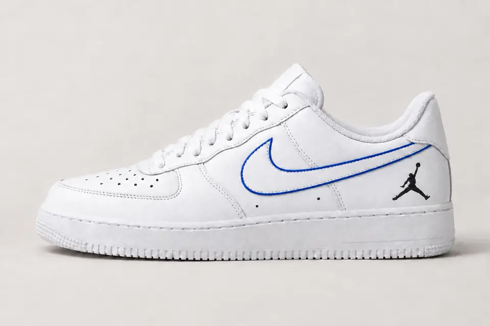 Air Force Jordan Homme coloris bleu, vue de profil