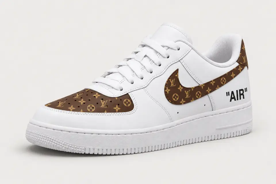 Air Force Louis Vuitton Virgil Abloh coloris marron, vue de trois quarts