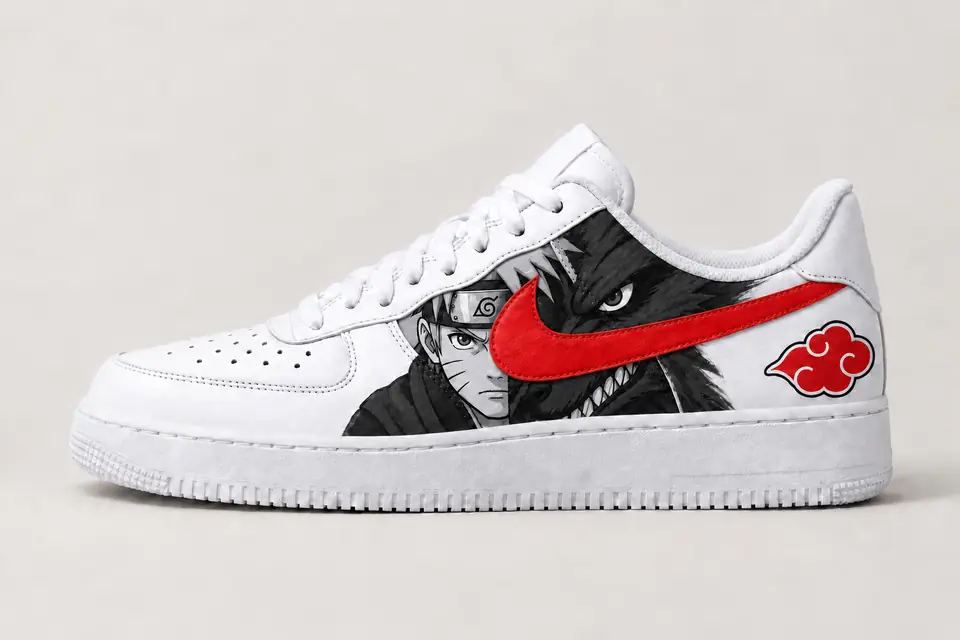 Air Force Naruto Swoosh Peint coloris noir, vue de profil