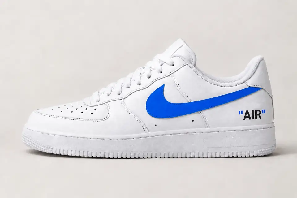 Air Force Off-White Jaune Dégradé coloris bleu, vue de profil