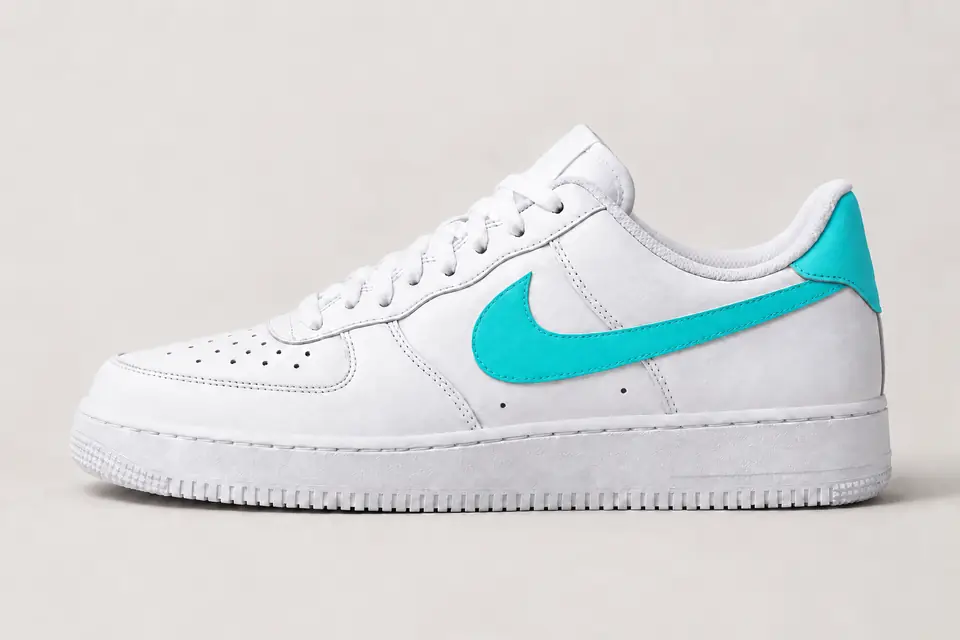 Air Force One Bleu Turquoise et Blanche coloris turquoise, vue de profil