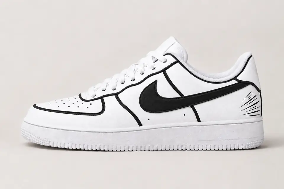 Air Force One Dessin Animé coloris blanc, vue de profil