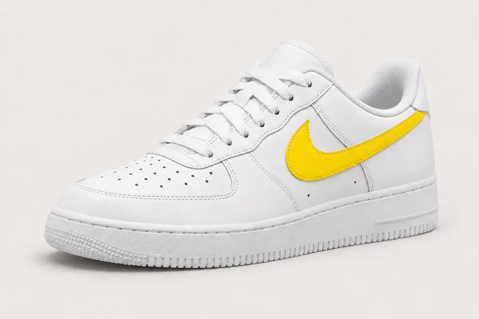 Air Force One Jaune et Blanche coloris blanc, vue de trois quarts