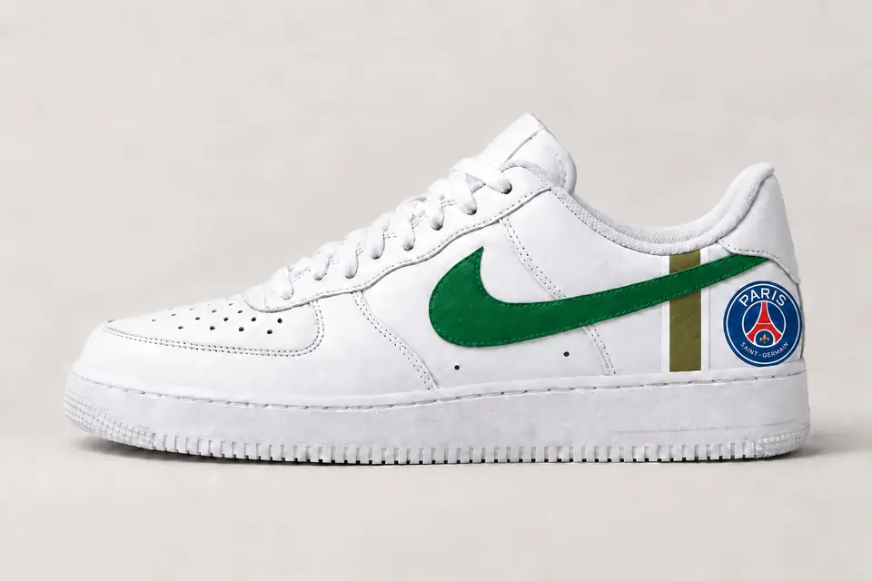 Air Force One PSG coloris kaki et vert, vue de profil