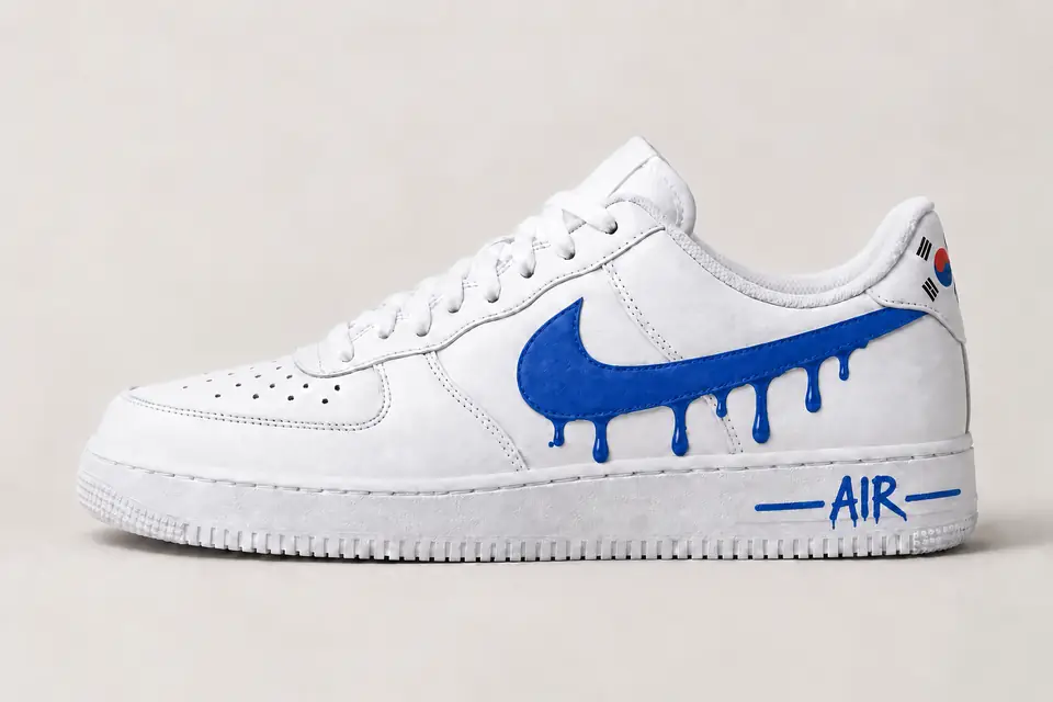 Air Force One South Korea Drip coloris bleu, vue de profil