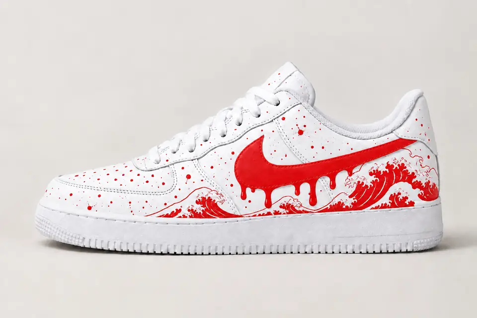 Air Force One Vague Kanagawa Drip coloris rouge, vue de profil