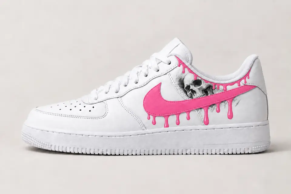 Air Force Squelette Drip coloris rose, vue de profil