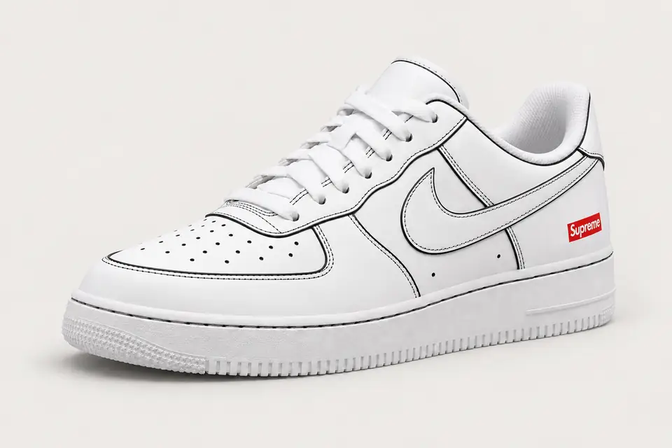 Air Force Supreme Noir Contour 2 coloris noir, vue de trois quarts