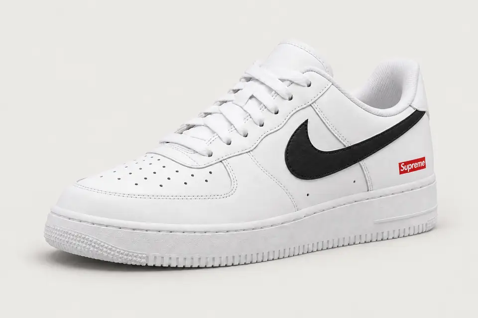 Air Force Supreme Noir Minimal coloris noir, vue de trois quarts