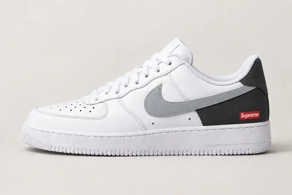 Air Force Supreme Noir Patchwork 2 coloris noir, vue de profil