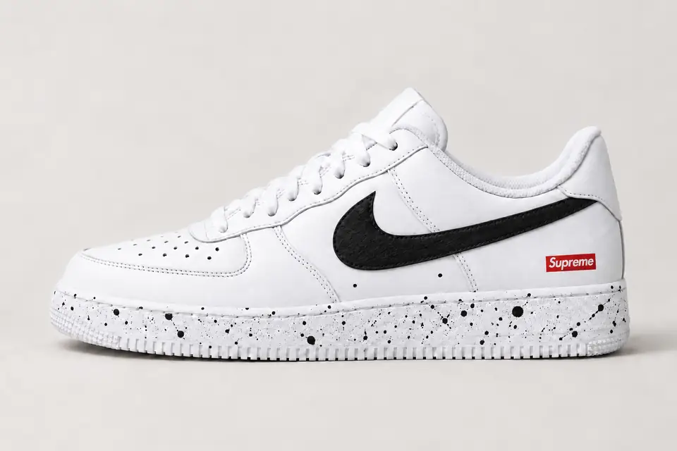 Air Force Supreme Noir Splash 2 coloris noir, vue de profil