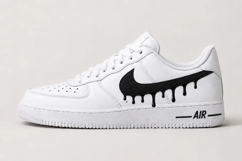Air Force Tissu Drip coloris noir, vue de profil
