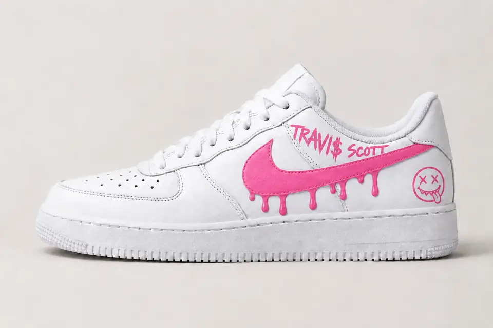 Air Force Travis Scott Drip coloris rose, vue de profil