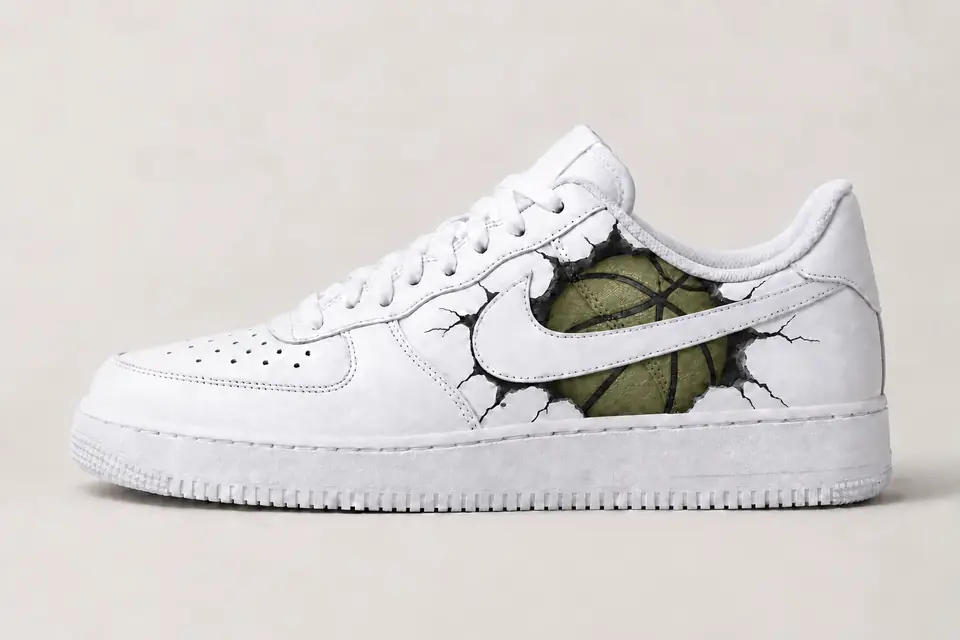 Nike Air Force 1 NBA Homme coloris kaki, vue de profil