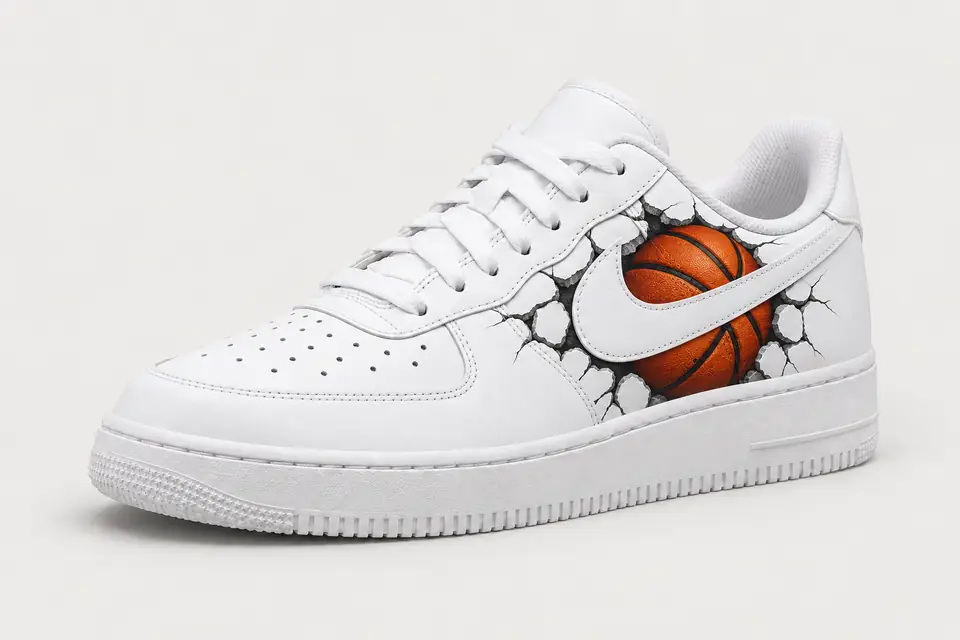 Nike Air Force 1 NBA Noir et Blanche coloris noir et blanc, vue de trois quarts