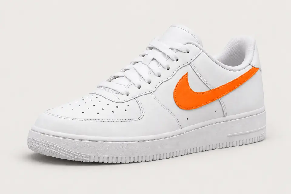 Nike Air Force 1 Orange Fluo coloris fluo, vue de trois quarts