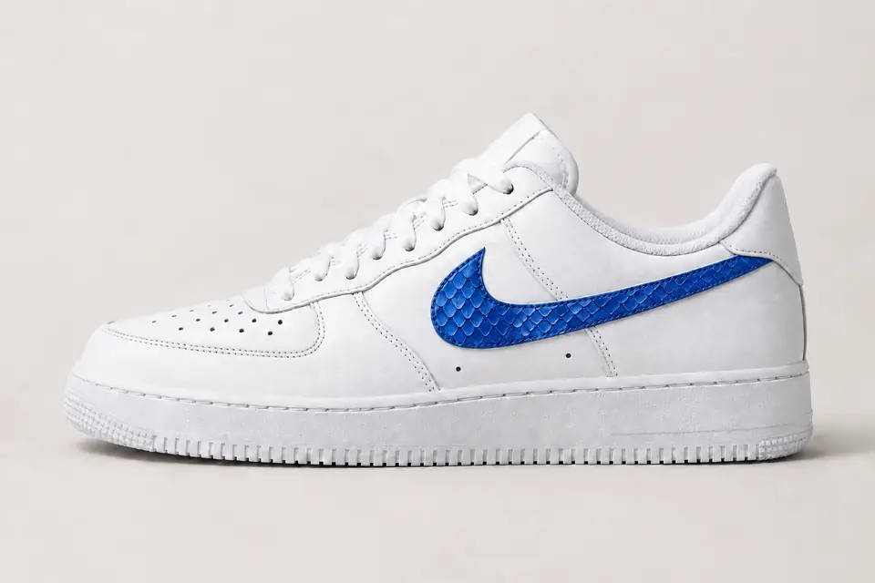 Nike Air Force 1 Snakeskin Femme coloris bleu, vue de profil