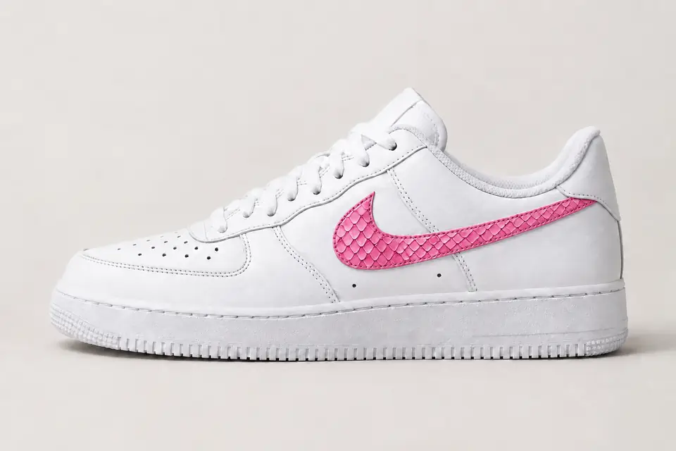 Nike Air Force 1 Snakeskin Femme coloris rose, vue de profil