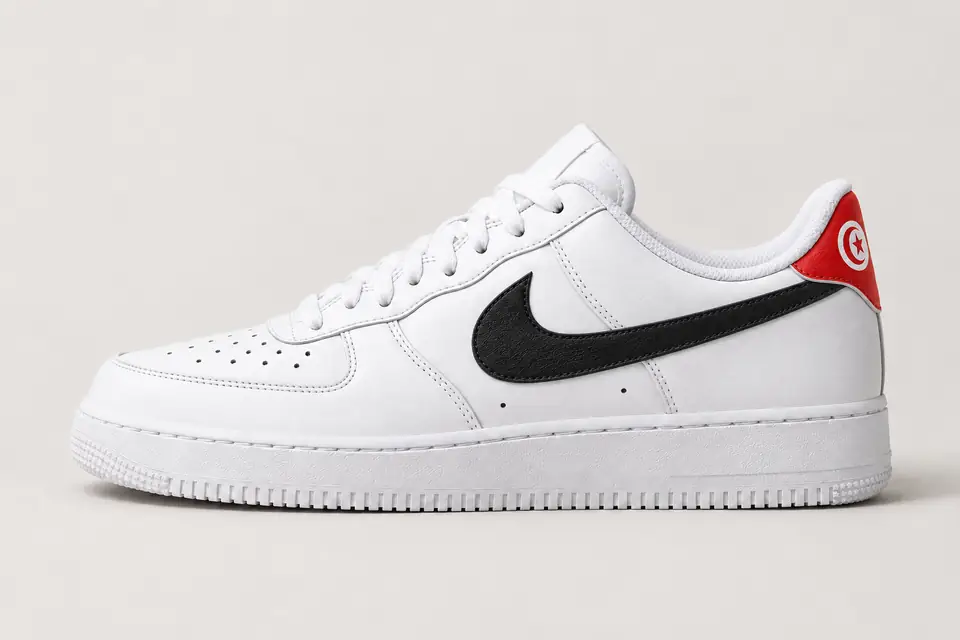 Nike Air Force 1 Tunisie coloris noir, vue de profil